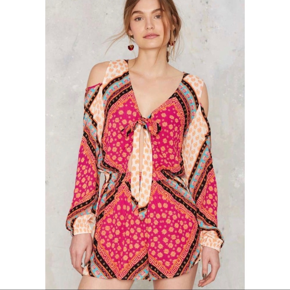 African Trance Cold Shoulder Romper